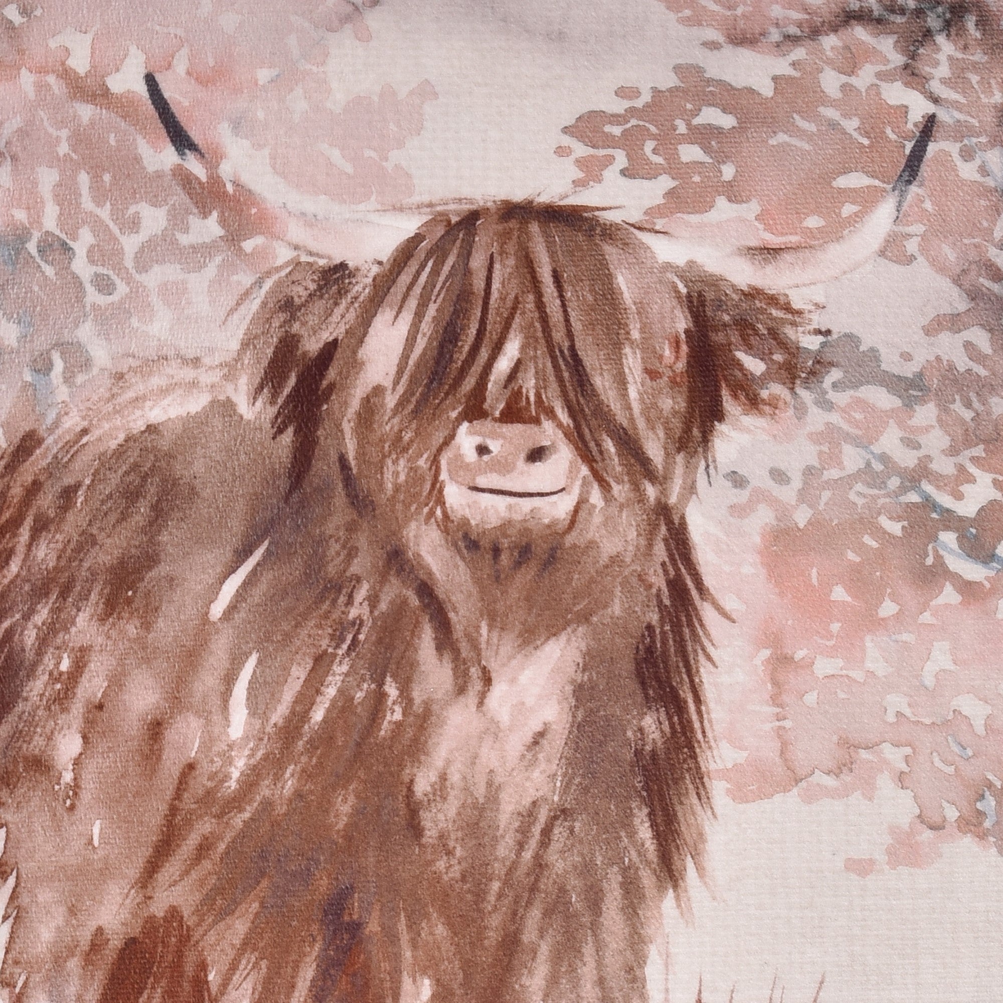 Hanson Highland Cow Cushion by Dreams & Drapes Lodge in Terracotta 43 x 43cm - Cushion - Dreams & Drapes Lodge