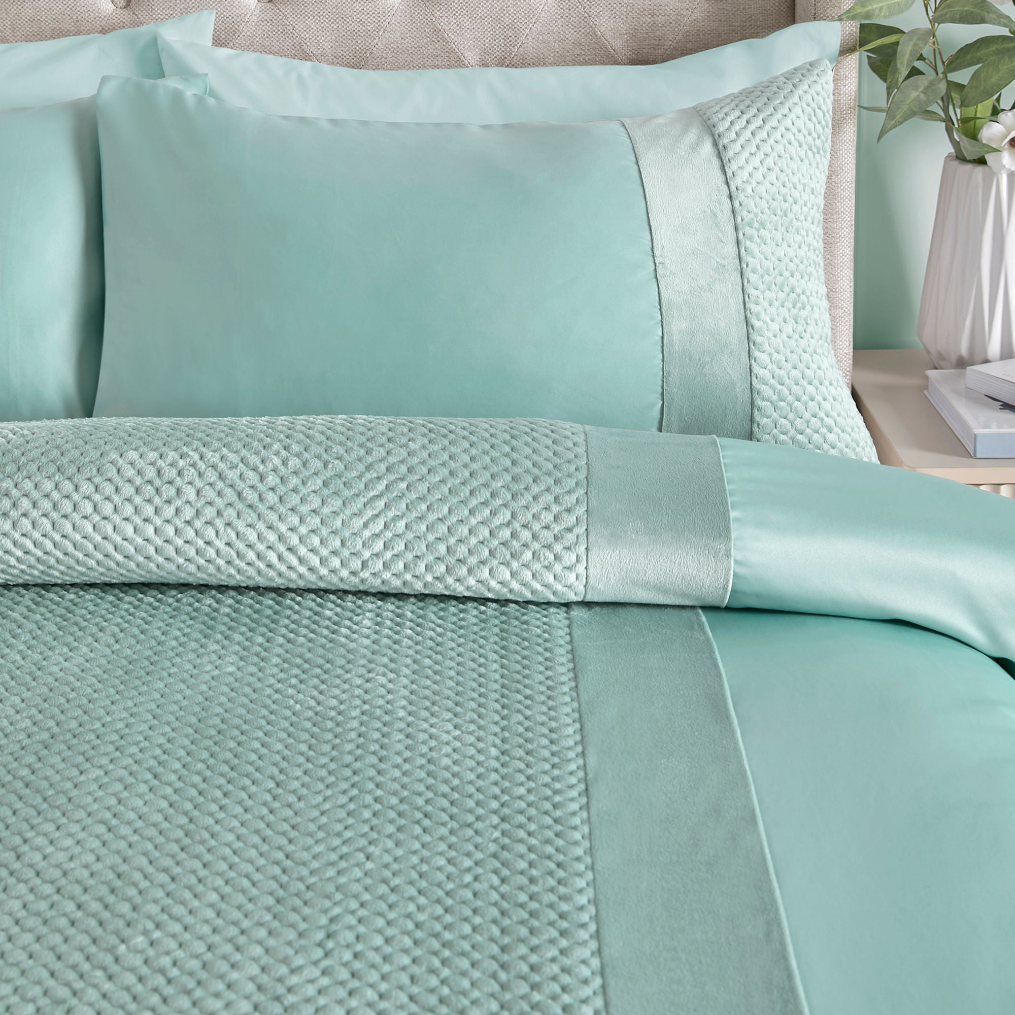 Iras Duvet Cover Set by Soiree in Duck Egg - Duvet Cover Set - Soiree