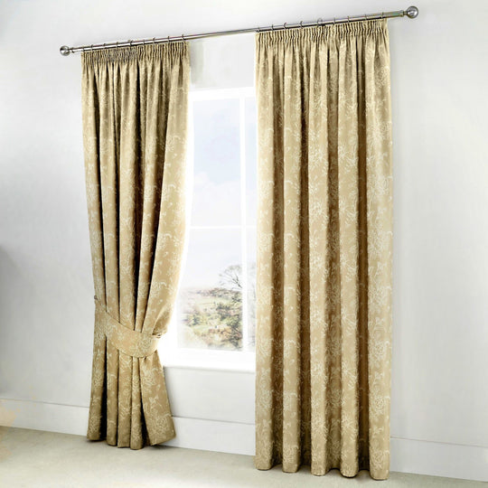 Jasmine Pencil Pleat Curtains in Champagne