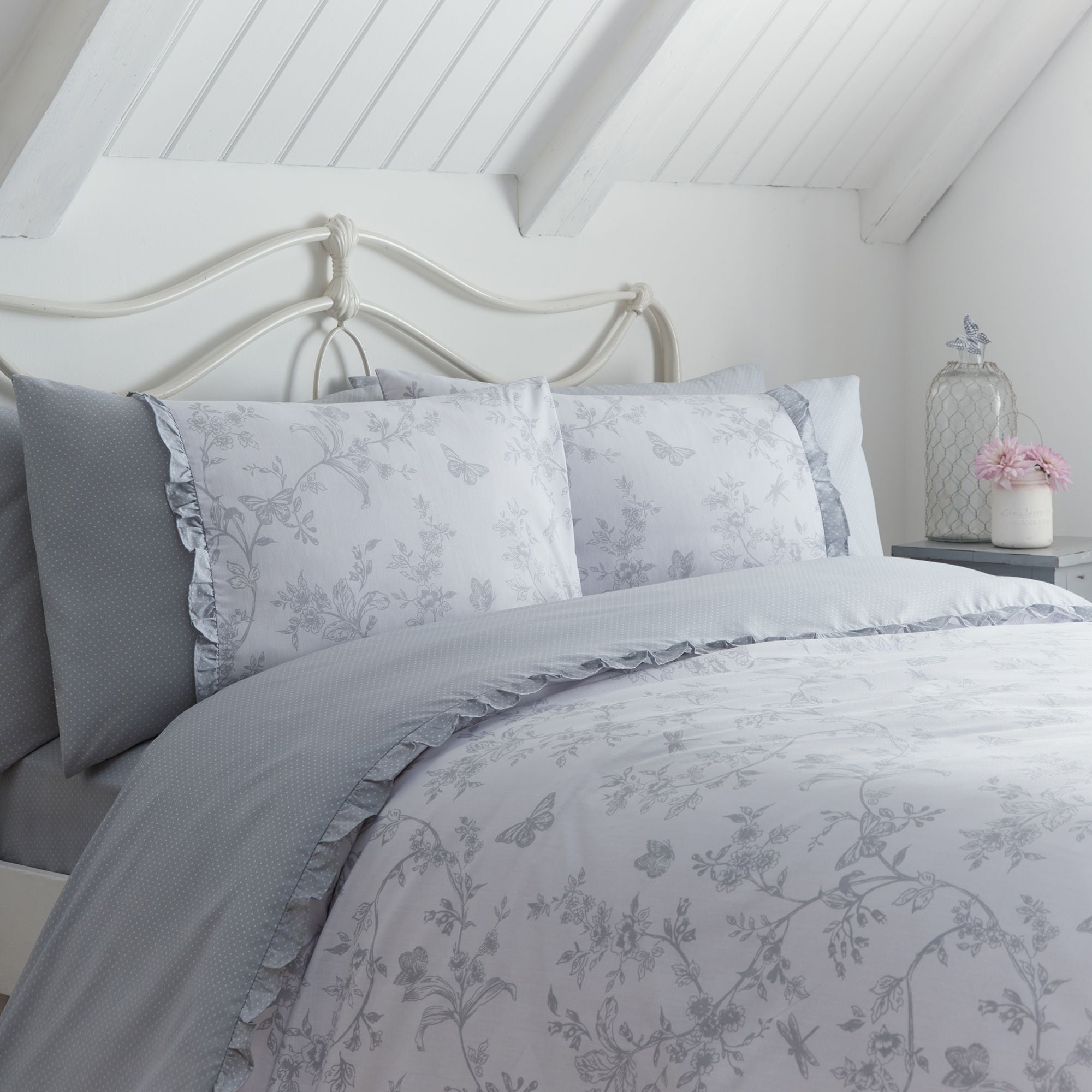 Kristen Duvet Cover Set by Dreams & Drapes Decorative in Grey - Duvet Cover Set - Dreams & Drapes Decorative