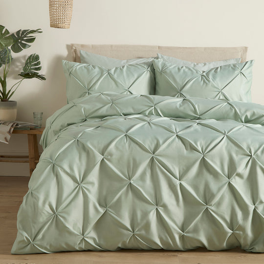 Lara Duvet Cover Set in Steel/Sage