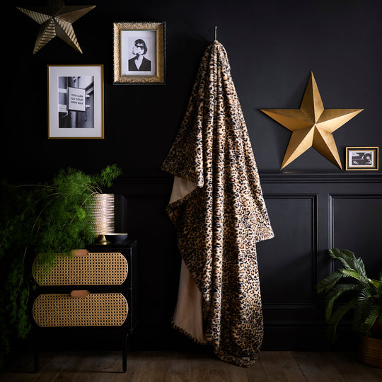 Leopard Throw in Natural 150 x 200cm