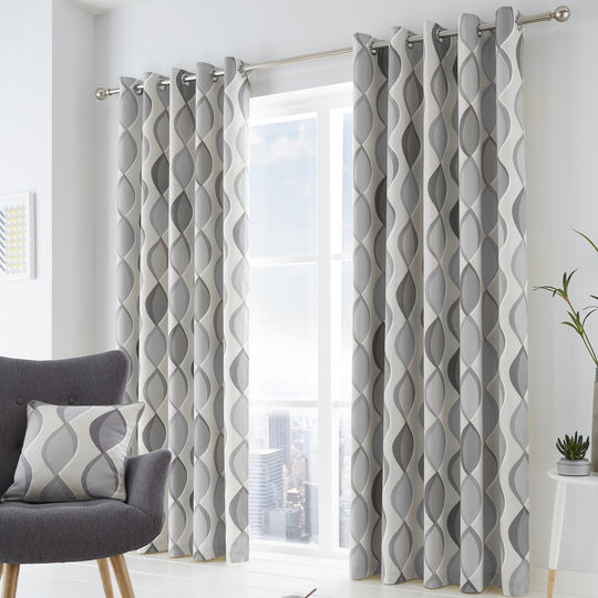 Lennox Eyelet Curtains in Grey
