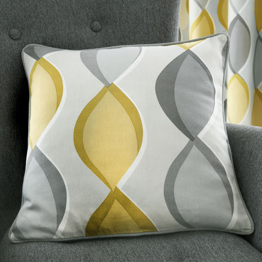 Lennox Cushion in Grey/Ochre 43 x 43cm