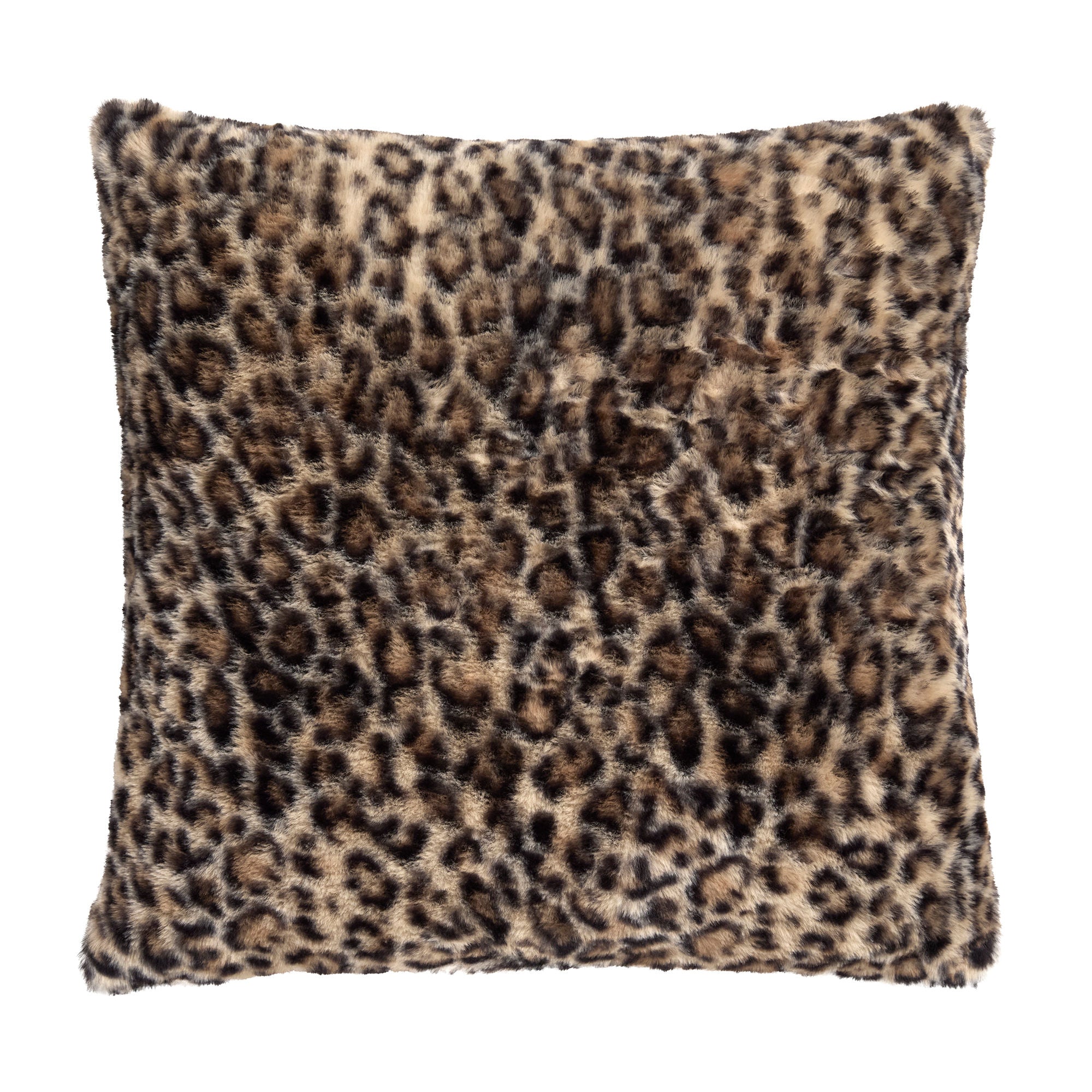 Leopard Faux Fur Cushion in Natural 43 x 43cm - Cushion - Fusion