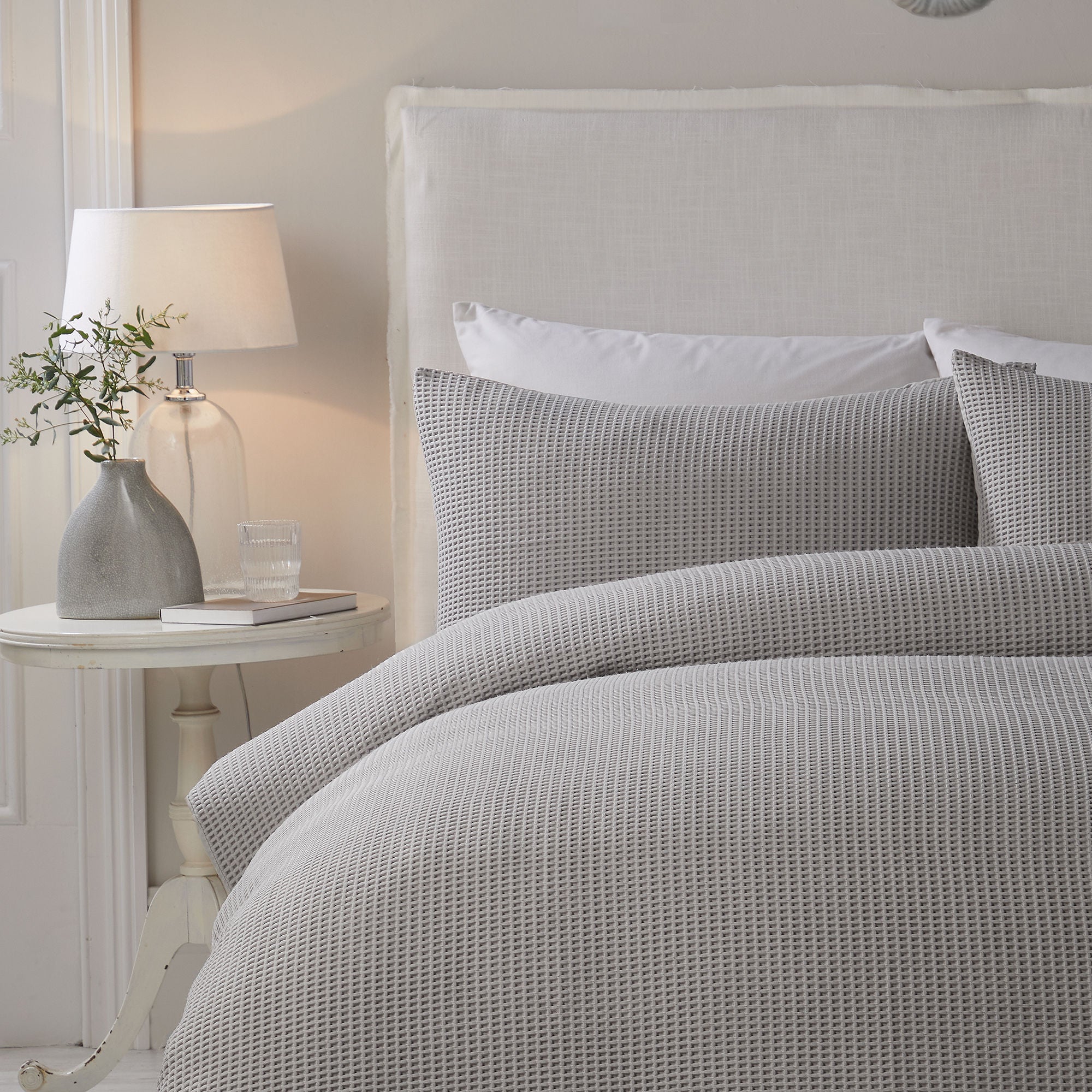 Lindly Duvet Cover Set by Serene in Silver - Duvet Cover Set - Serene