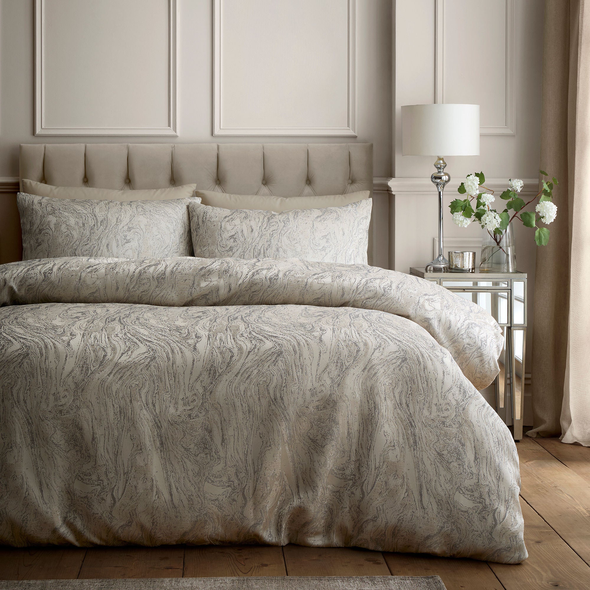 Marble Jacqaurd Duvet Cover Set in Natural - Duvet Cover Set - Soiree