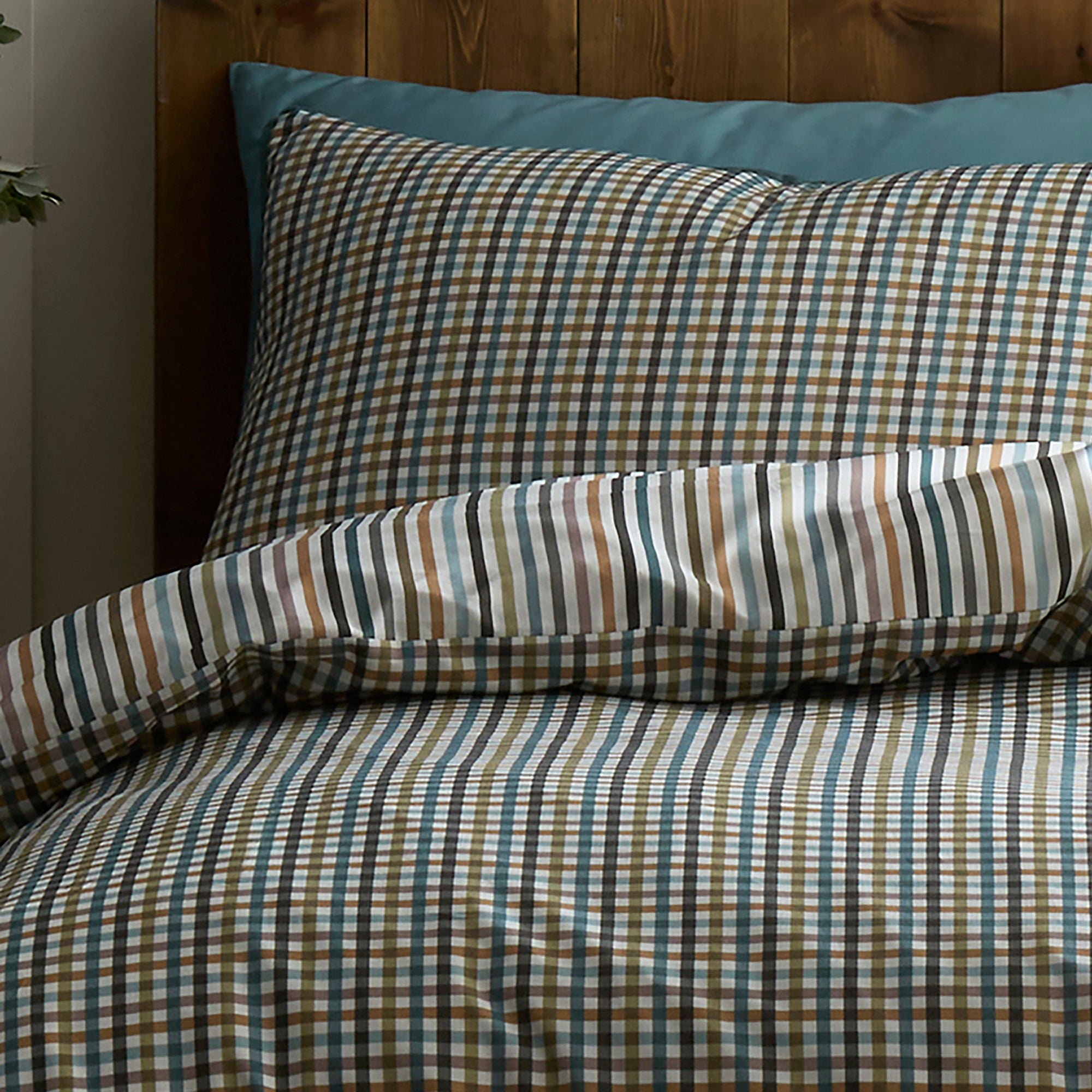 Micro Check Duvet Cover Set in Green - Duvet Cover Set - Appletree Loft