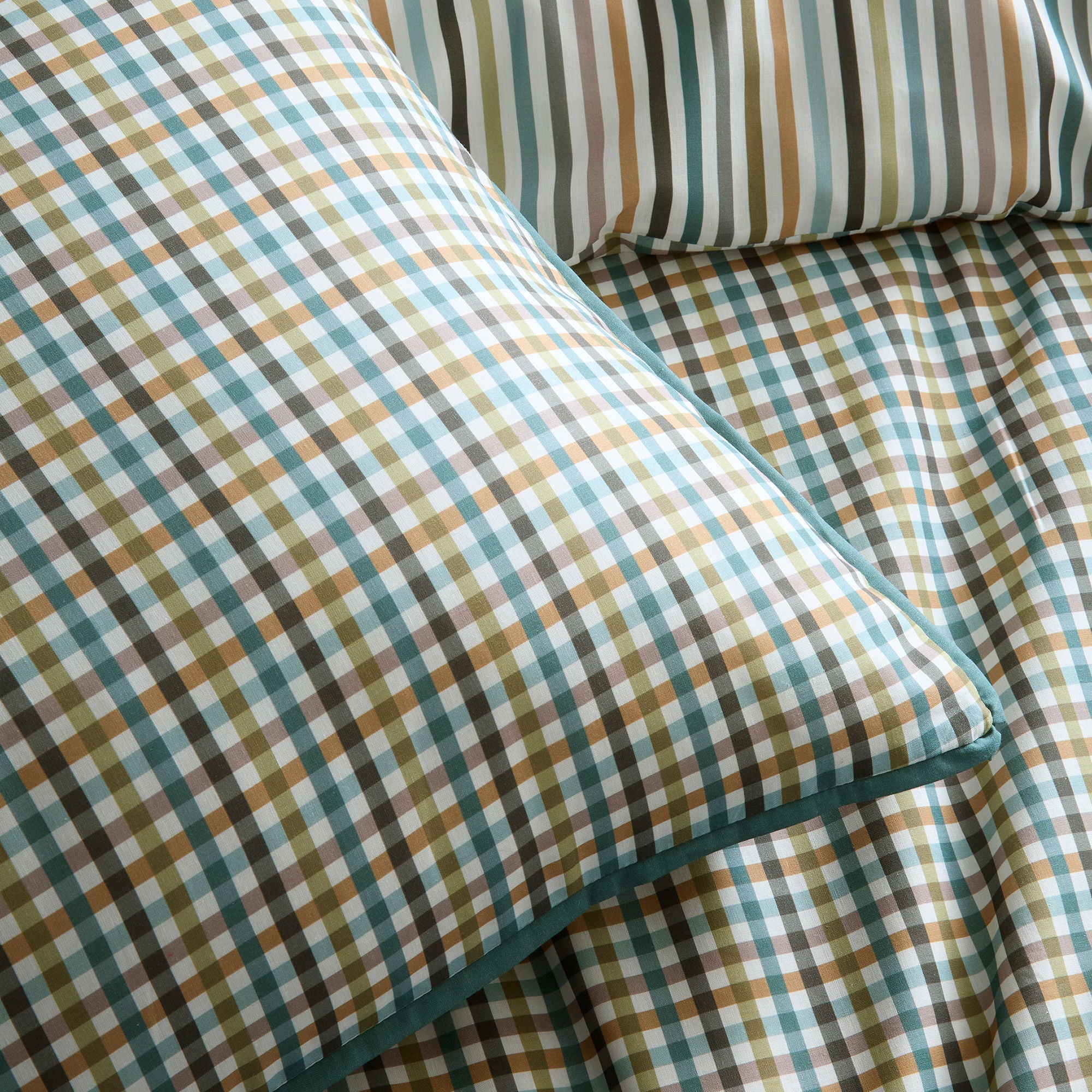 Micro Check Duvet Cover Set in Green - Duvet Cover Set - Appletree Loft