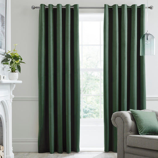 Montrose Eyelet Curtains in Bottle Green