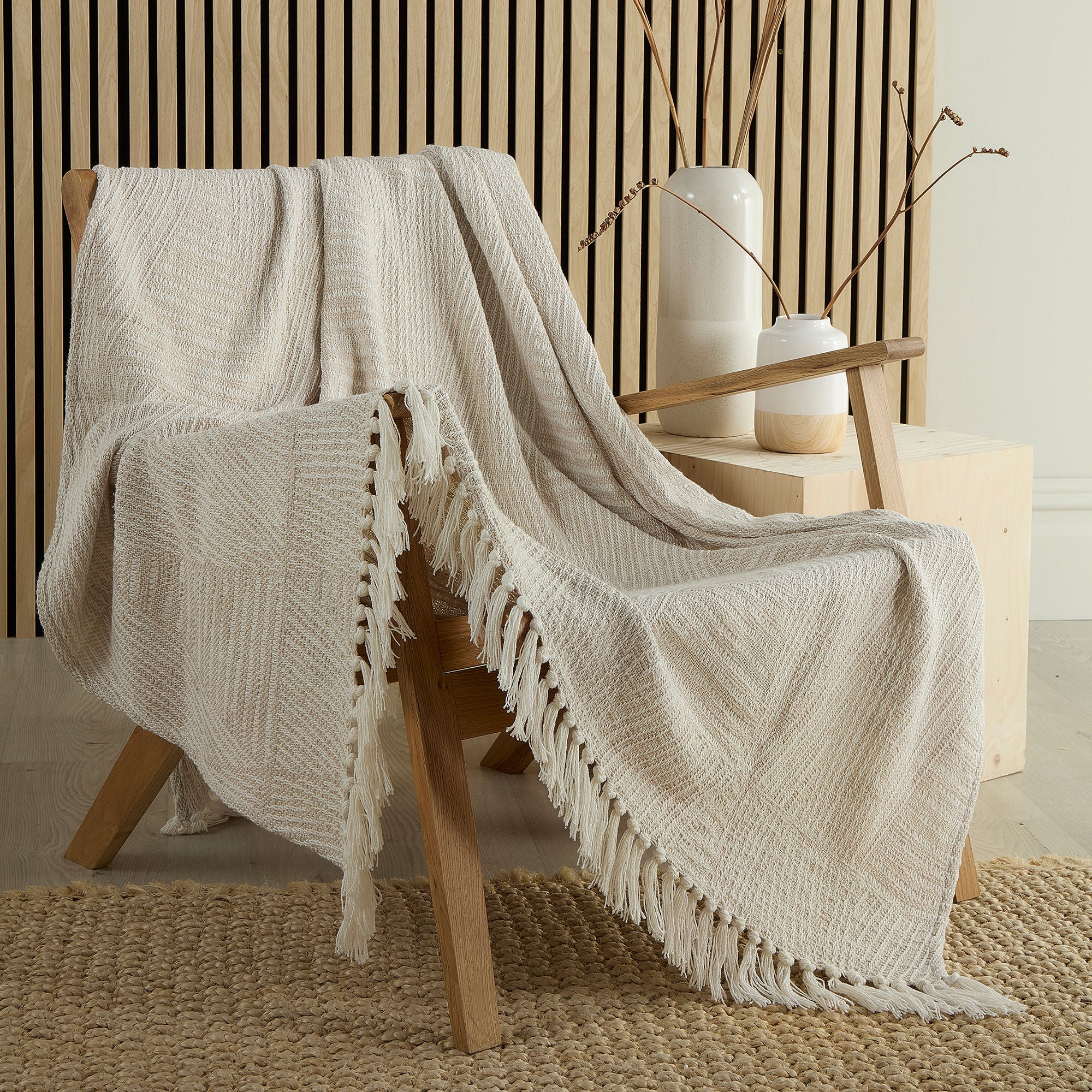 Myan Throw by Appletree Loft in Natural 130 x 180cm - Throw - Appletree Loft