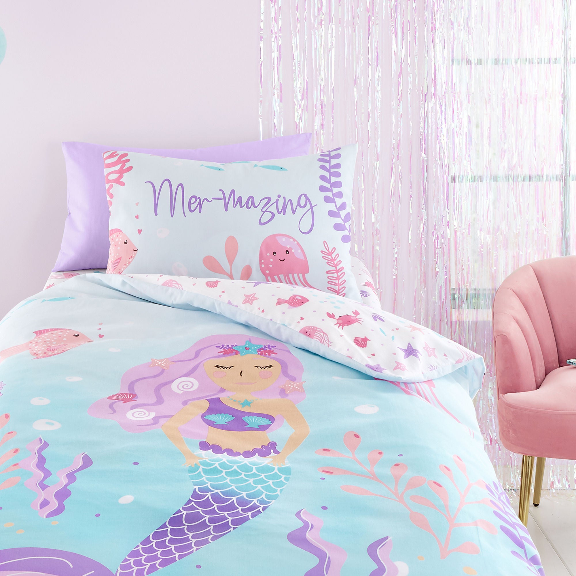 Mermaid Vibes Duvet Cover Set by Bedlam in Aqua - Duvet Cover Set - Bedlam