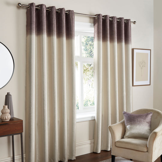 Ombre Strata Eyelet Curtains in Chocolate