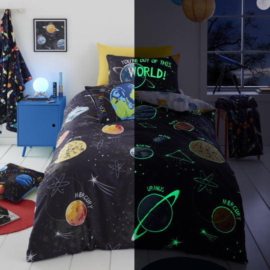 Outer Space Duvet Cover Set in Black