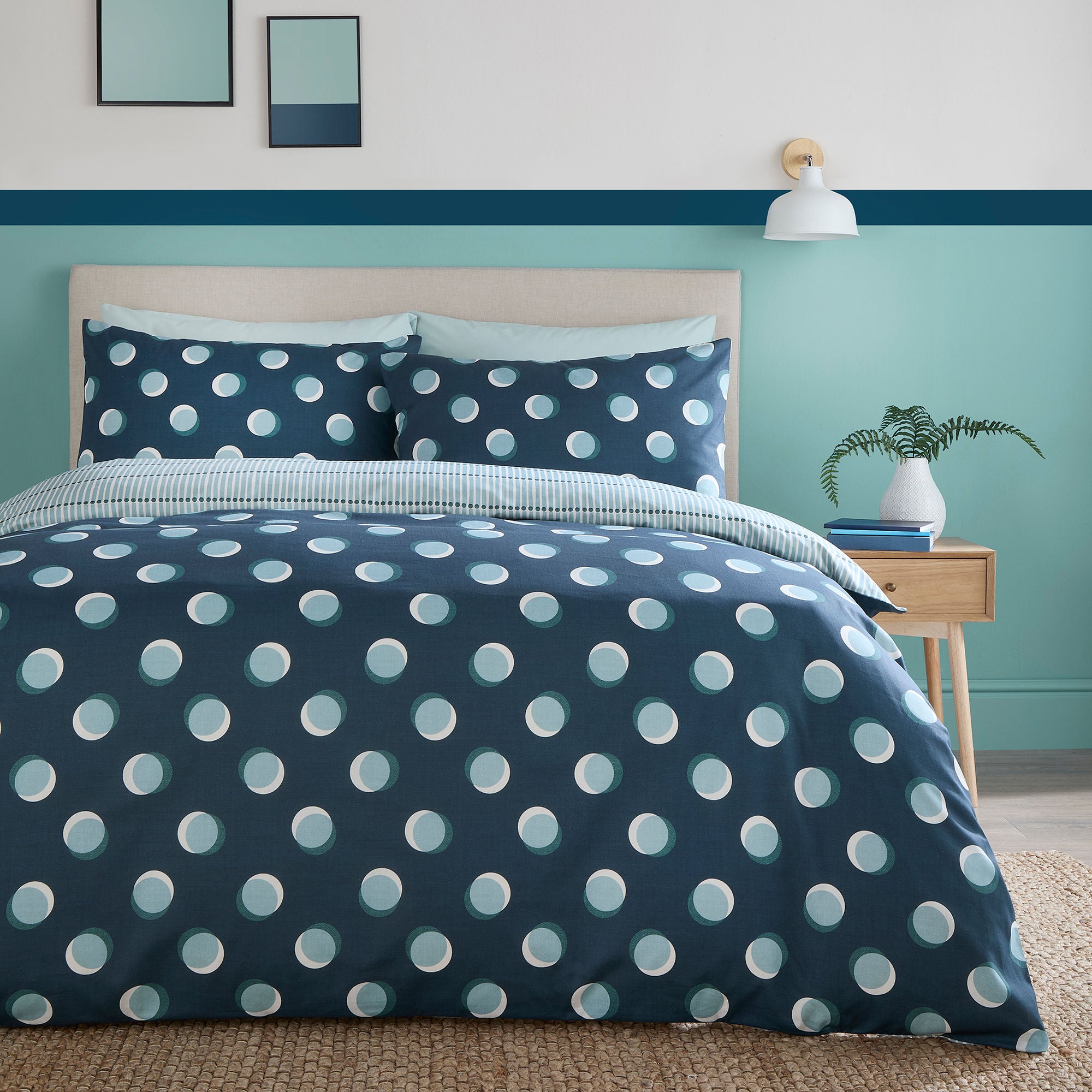 Polka Spot Duvet Cover Set in Blue - Duvet Cover Set - Fusion