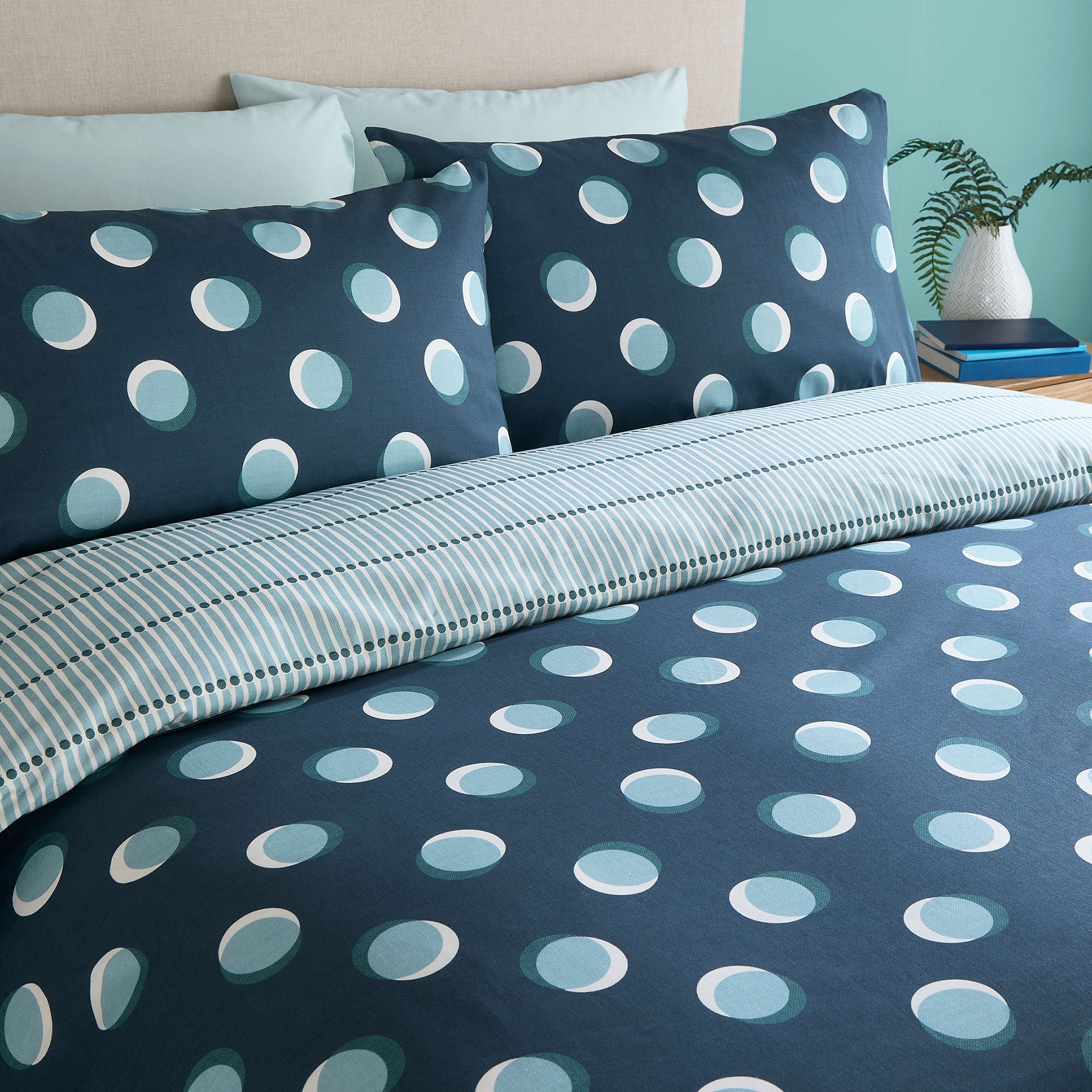 Polka Spot Duvet Cover Set in Blue - Duvet Cover Set - Fusion