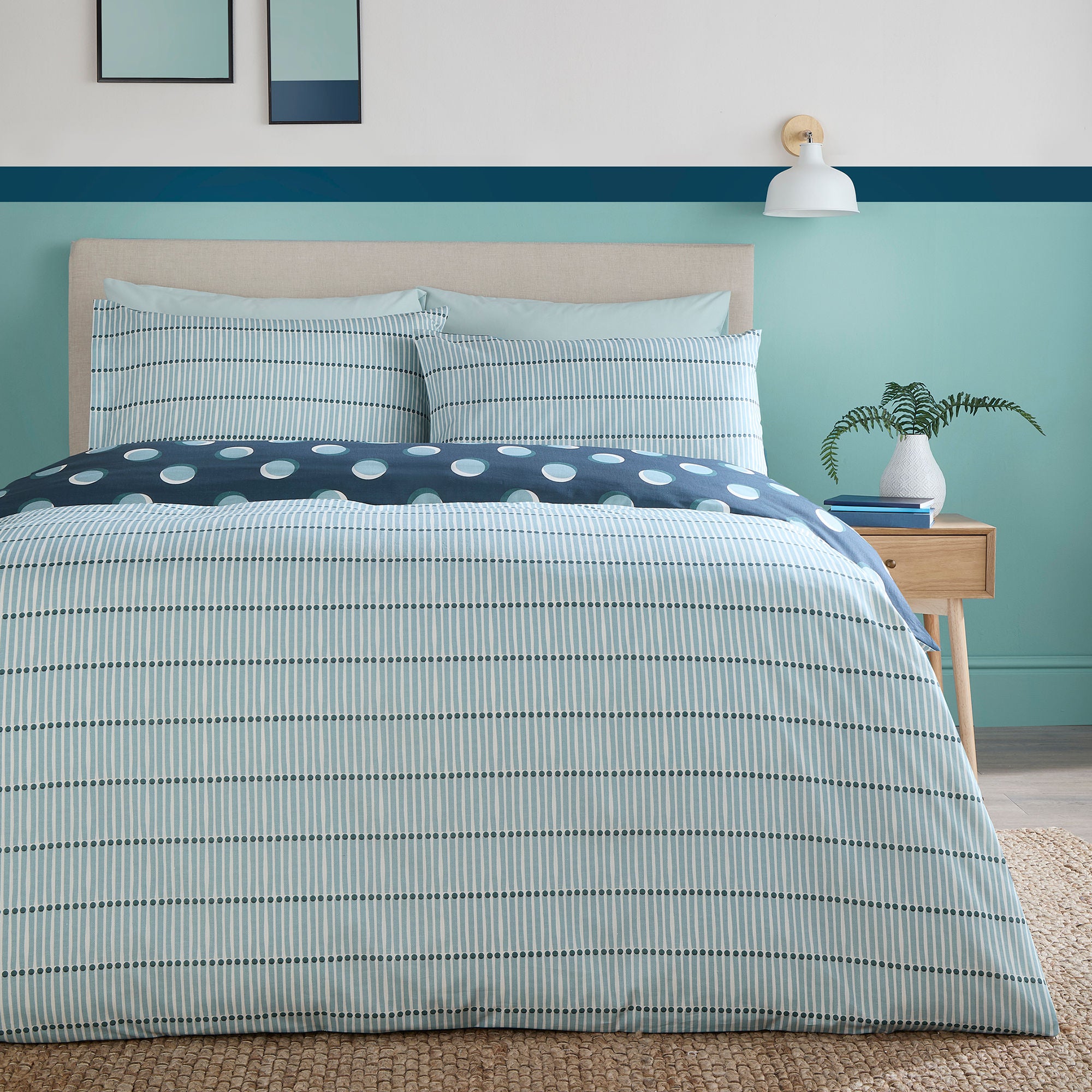 Polka Spot Duvet Cover Set in Blue - Duvet Cover Set - Fusion