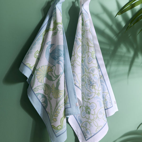 Palm Court Cotton Tea Towel 2 Pack in Green