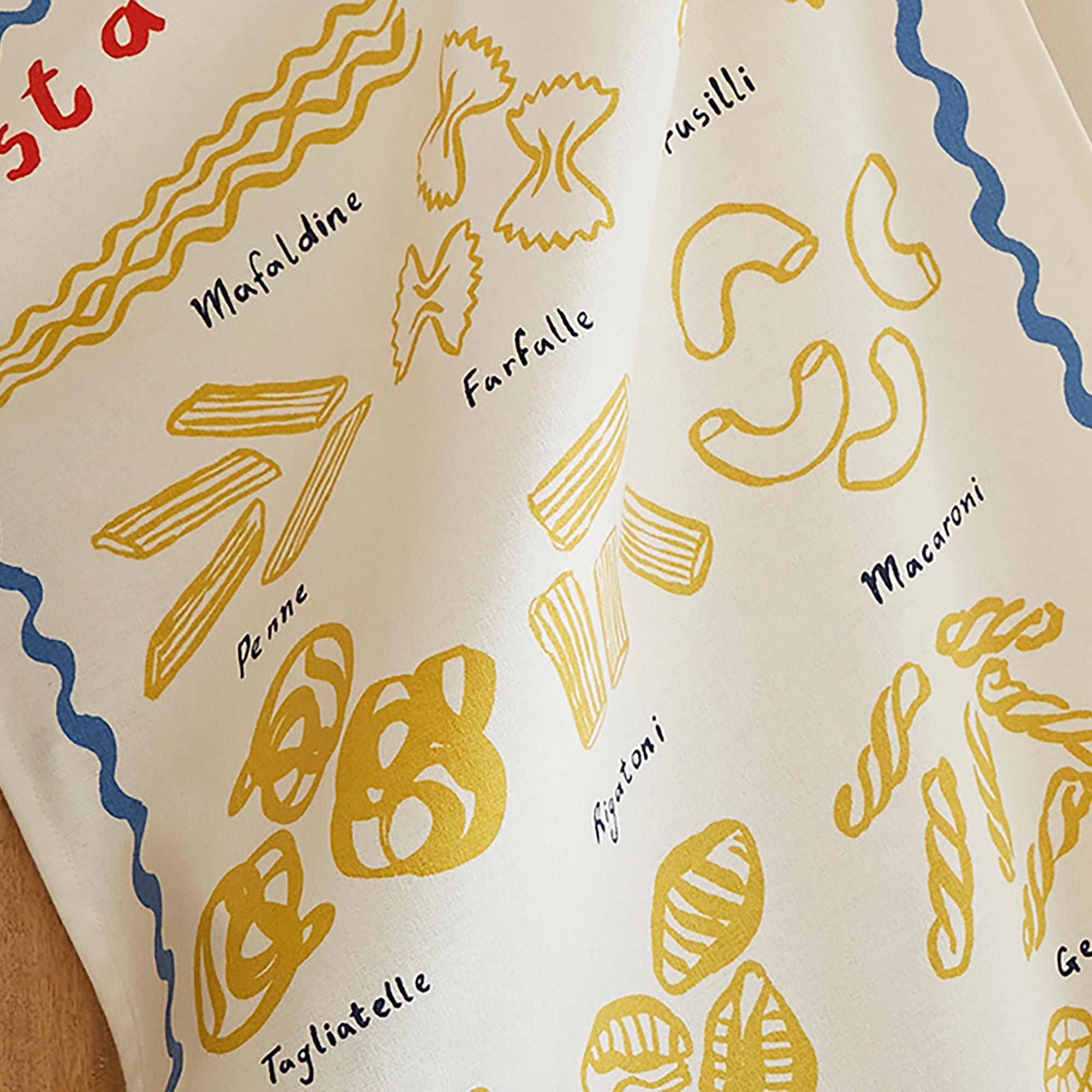 Pasta Lovers Club Guide Cotton Tea Towel in Yellow - Tea Towel - Ulster Weavers