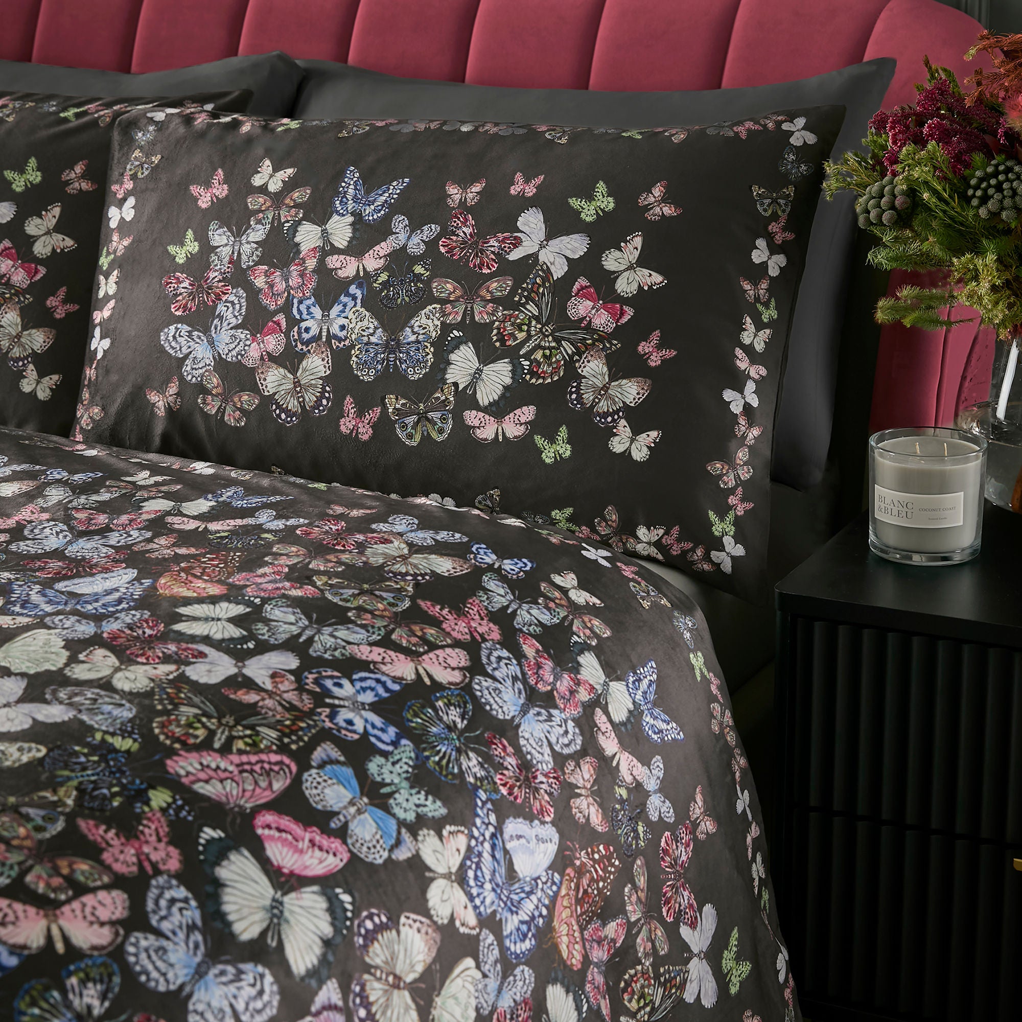 Papillon Duvet Cover Set in Charcoal - Duvet Cover Set - Soiree