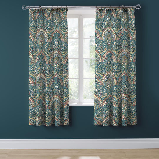 Palais Pencil Pleat Curtains in Teal