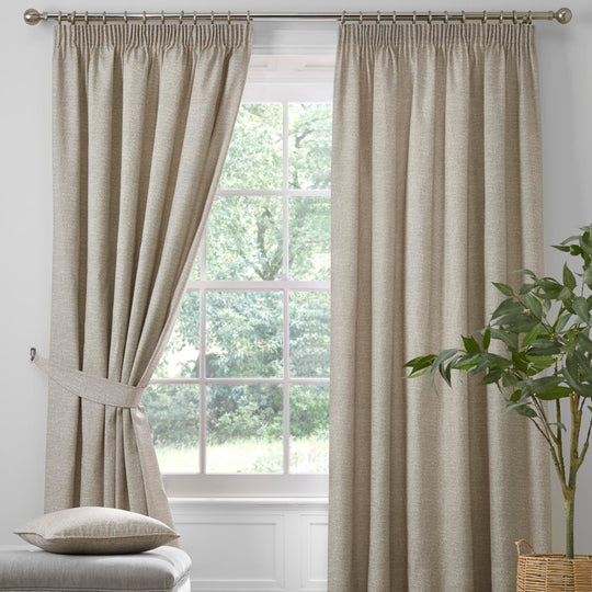 Pembrey Pencil Pleat Curtains in Natural