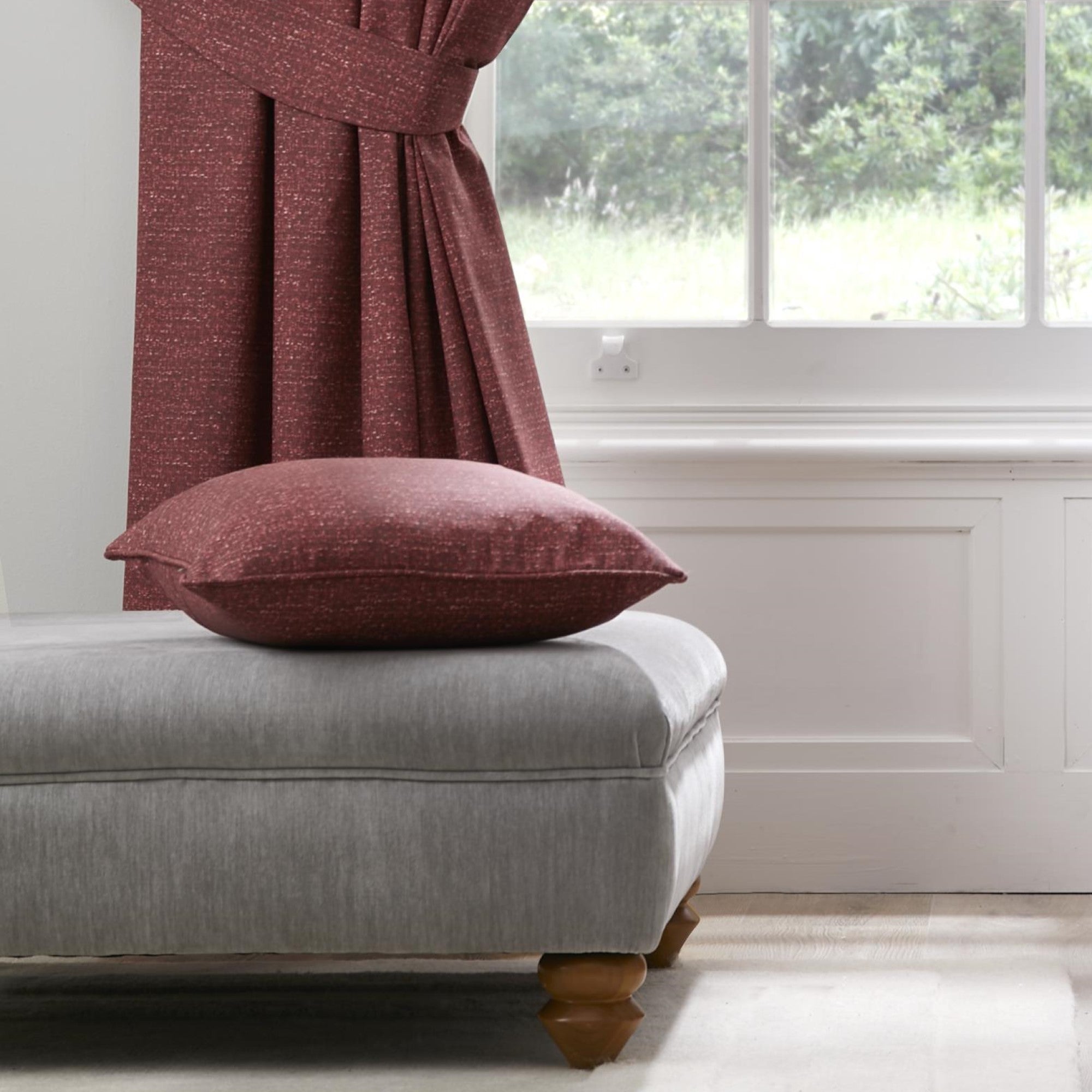 Pembrey Cushion by Dreams & Drapes in Red 43 x 43cm - Cushion - Dreams & Drapes Curtains