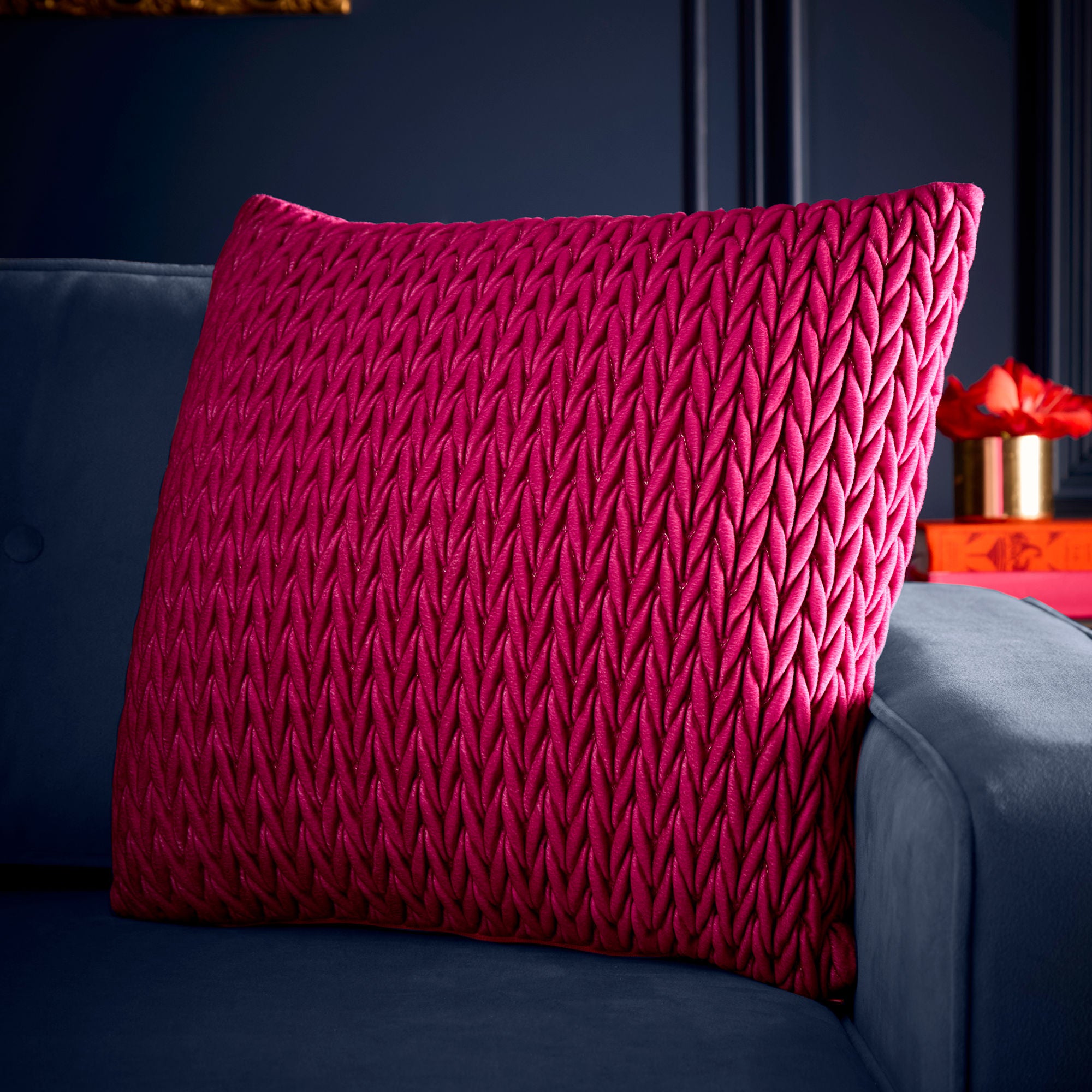 Amory Cushion by Laurence Llewelyn-Bowen in Fuchsia 43 x 43cm - Cushion - Laurence Llewelyn-Bowen