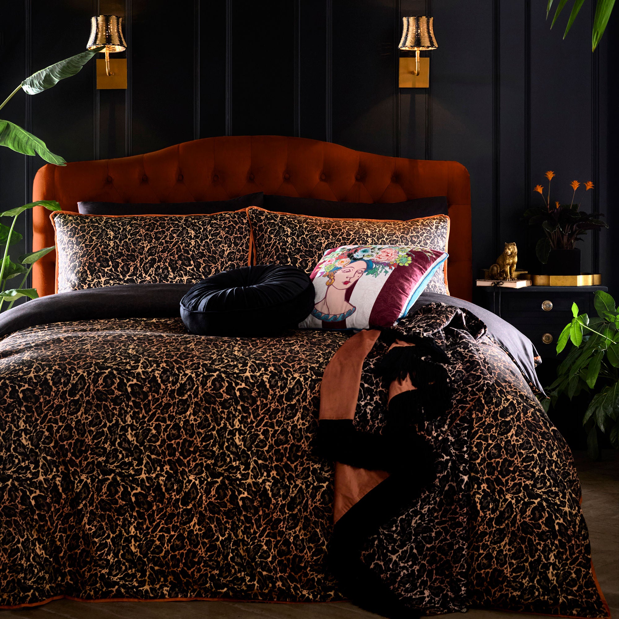 Roxy Leopard Print Duvet Cover Set in Black - Duvet Cover Set - Laurence Llewelyn-Bowen
