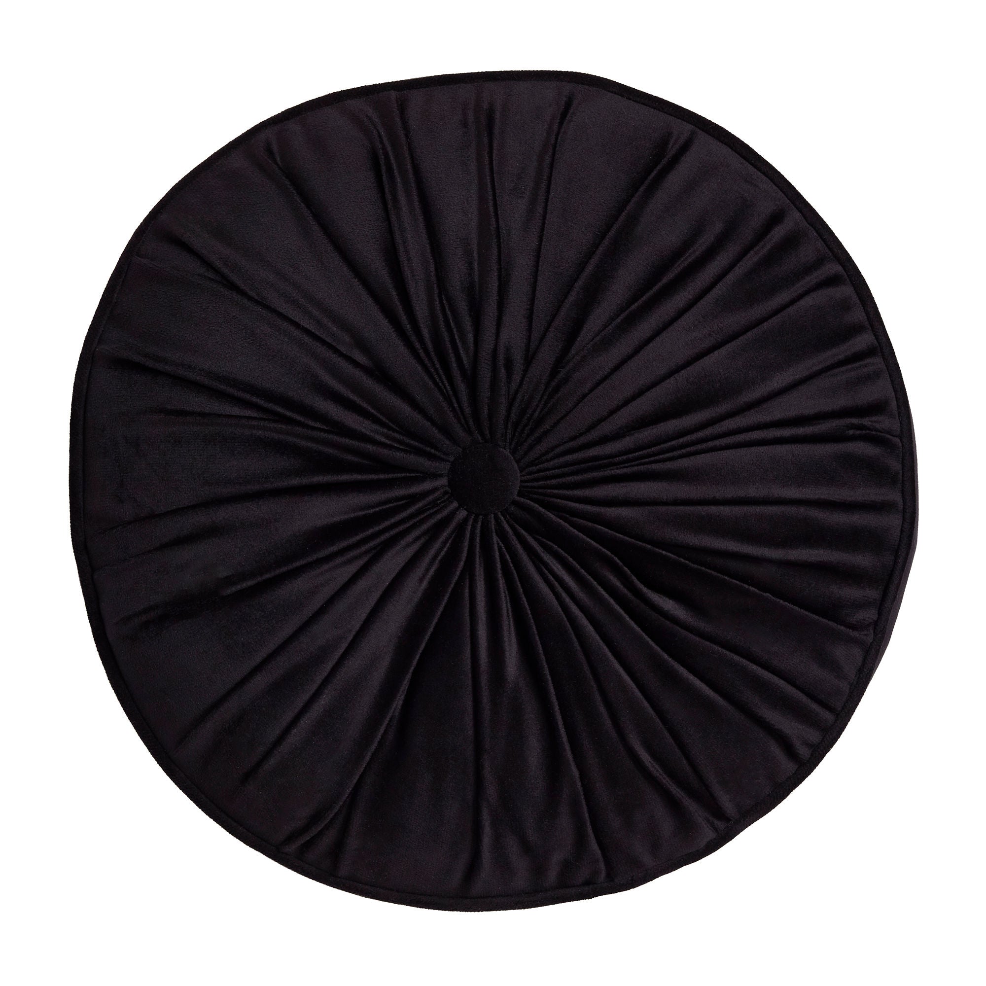 Round Pleat Round Cushion in Black 40cm - Round Cushion - Laurence Llewelyn-Bowen