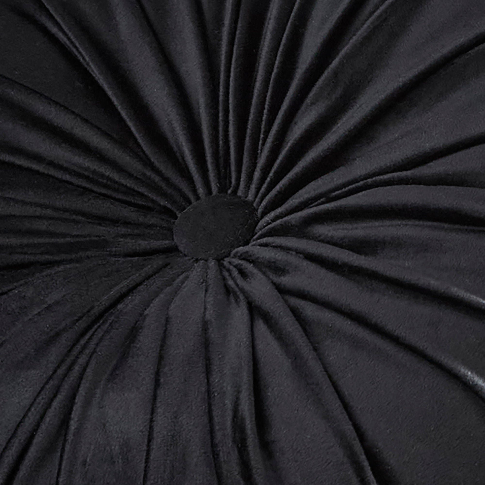 Round Pleat Round Cushion in Black 40cm - Round Cushion - Laurence Llewelyn-Bowen