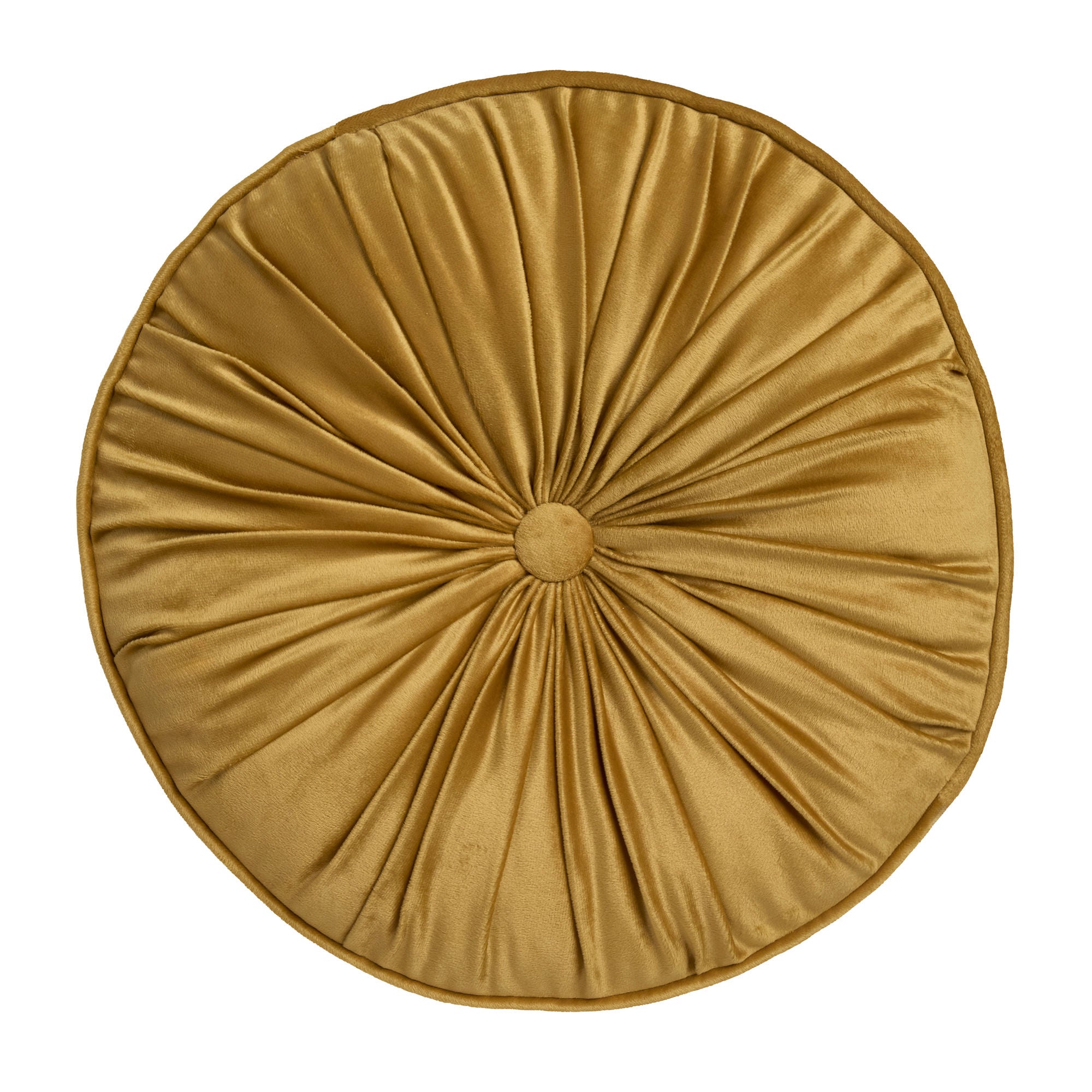 Round Pleat Round Cushion in Ochre 40cm - Round Cushion - Laurence Llewelyn-Bowen