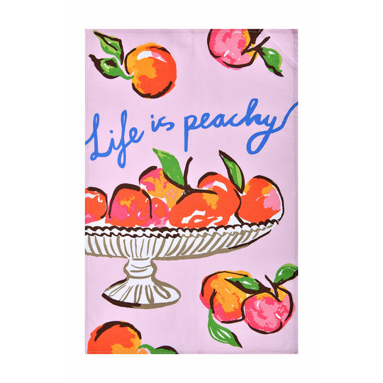 Summer Fruits Cotton Tea Towel in Pink