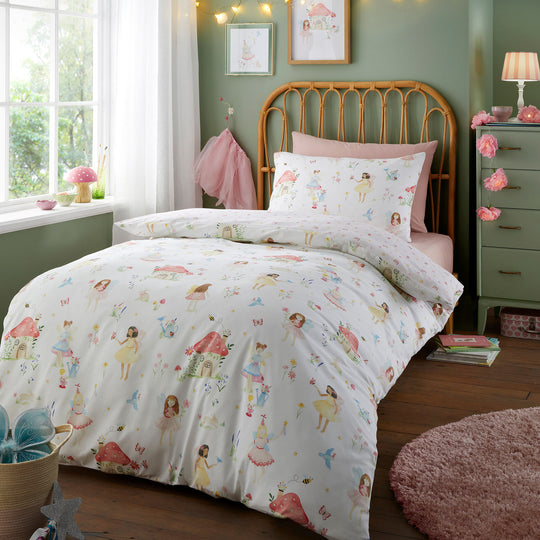 Summer Fairies Duvet Cover Set in Pink
