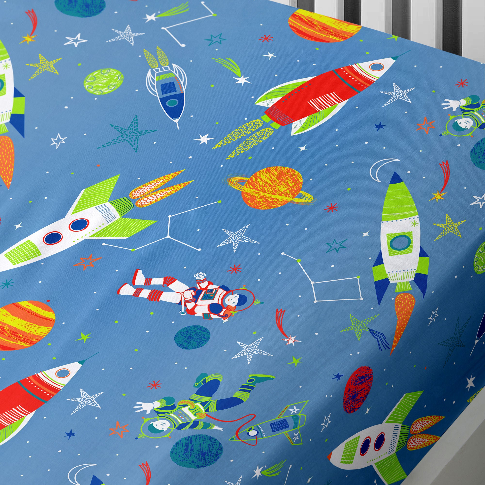 Supersonic 25cm Fitted Bed Sheet by Bedlam in Blue - 25cm Fitted Bed Sheet - Bedlam