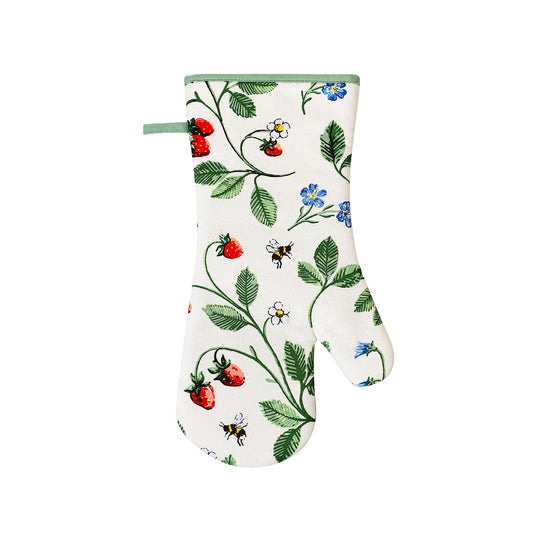 Strawberry Patch Gauntlet Oven Glove in Green