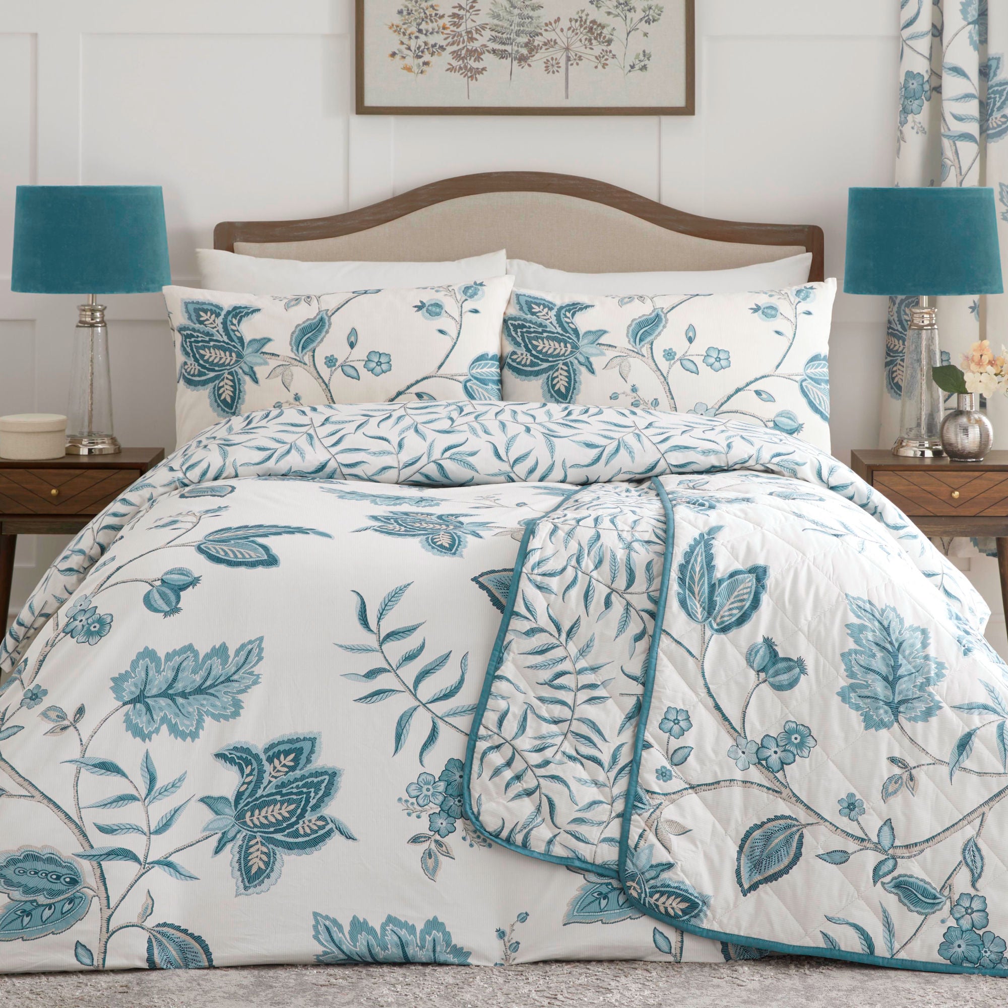 Samira Bedspread by Dreams & Drapes Design in Teal 200cm X 230cm - Bedspread - Dreams & Drapes Design
