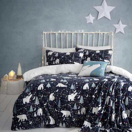 Starry Night Christmas Duvet Cover Set in Blue