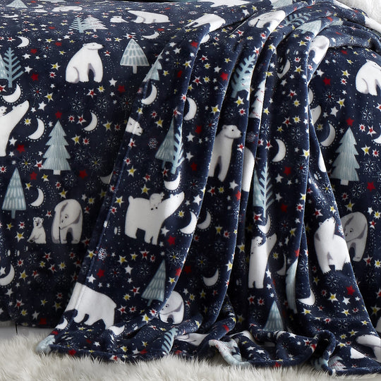 Starry Night Christmas Throw in Blue 120 x 150cm