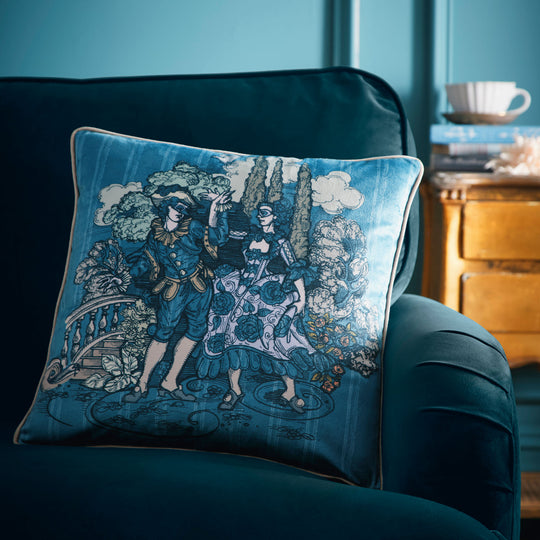 Tuscan Toile Cushion in Blue 43 x 43cm