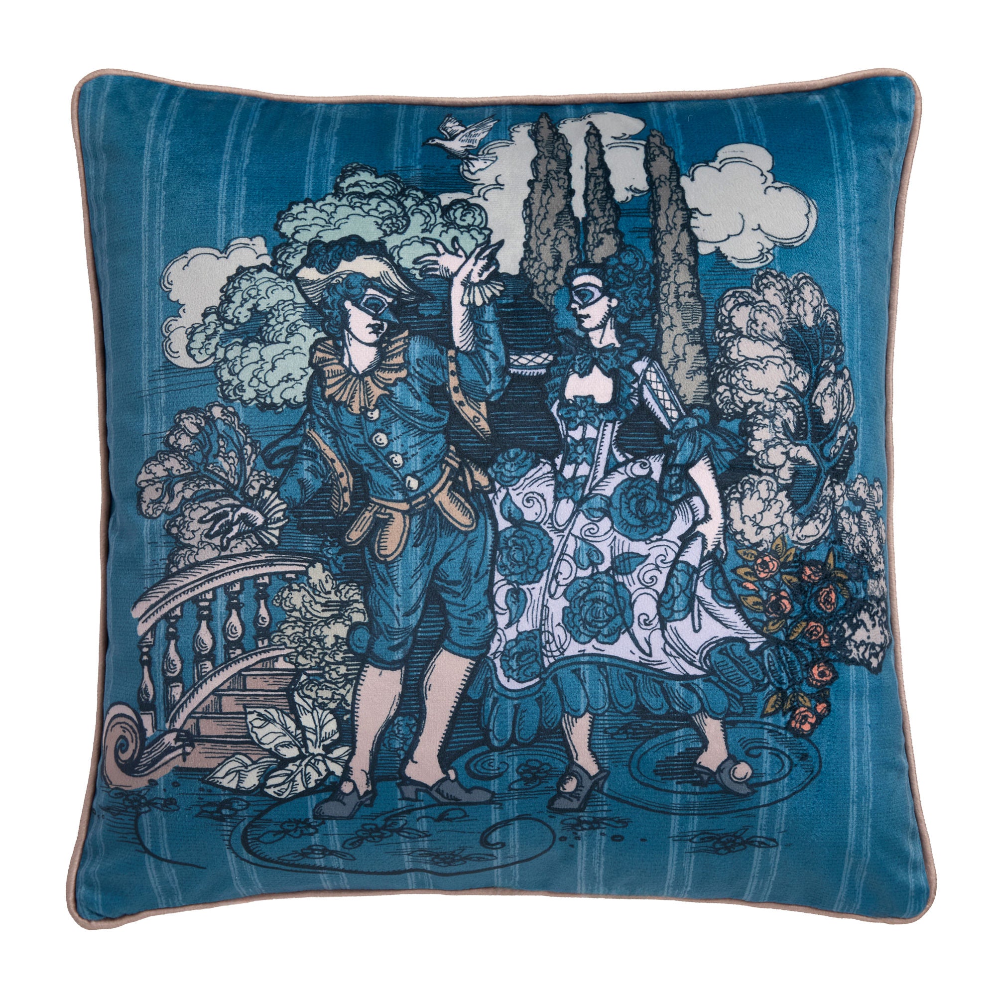 Tuscan Toile Cushion in Blue 43 x 43cm - Cushion - Laurence Llewelyn-Bowen