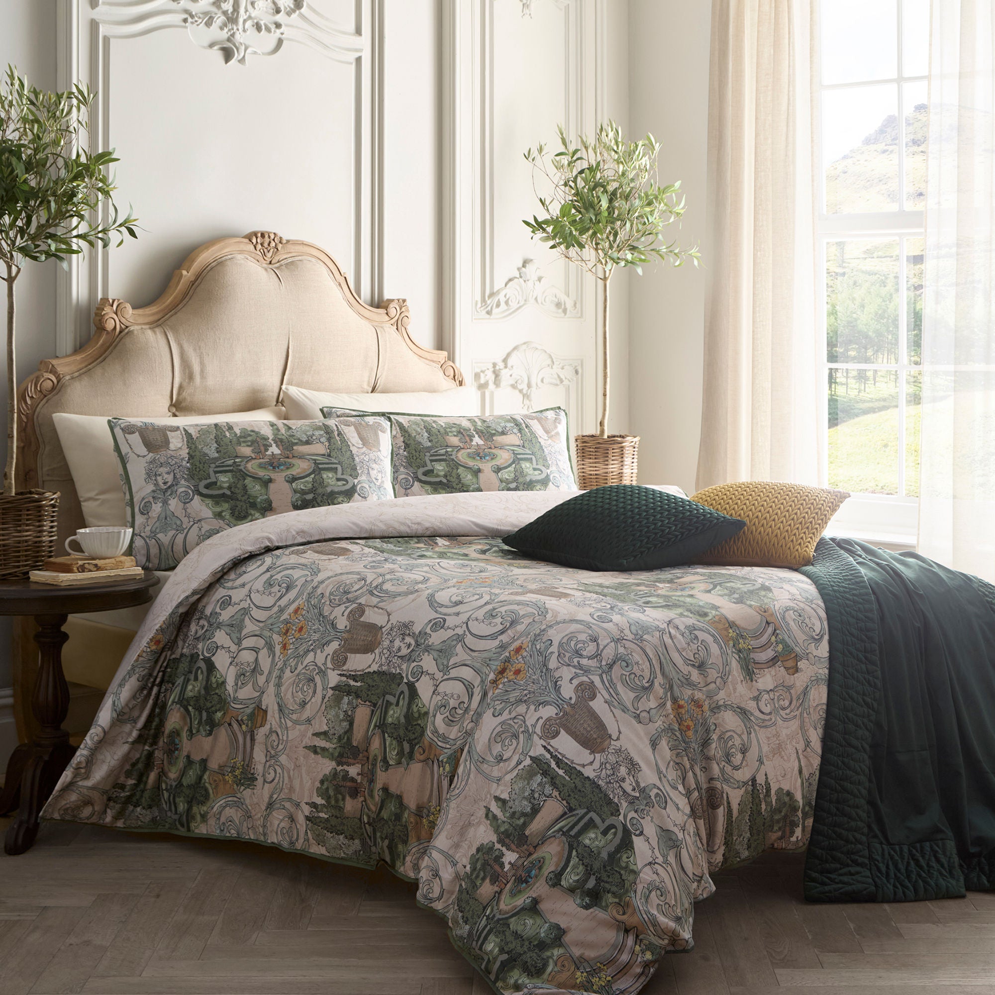 Tuscan Garden Duvet Cover Set in Green - Duvet Cover Set - Laurence Llewelyn-Bowen