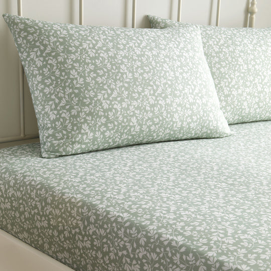 Tess 28cm Deep Fitted Bed Sheet Set in Green