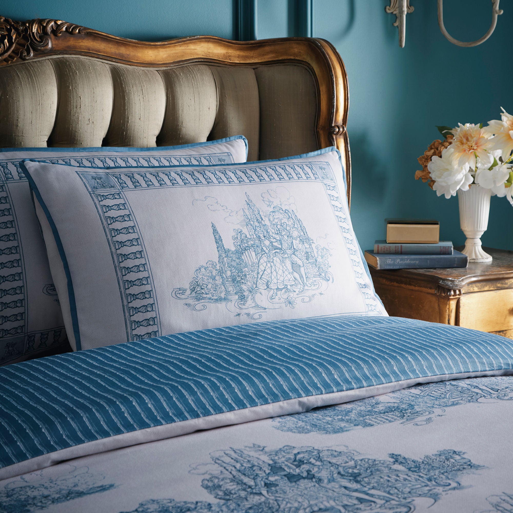 Tuscan Toile Duvet Cover Set in Blue - Duvet Cover Set - Laurence Llewelyn-Bowen