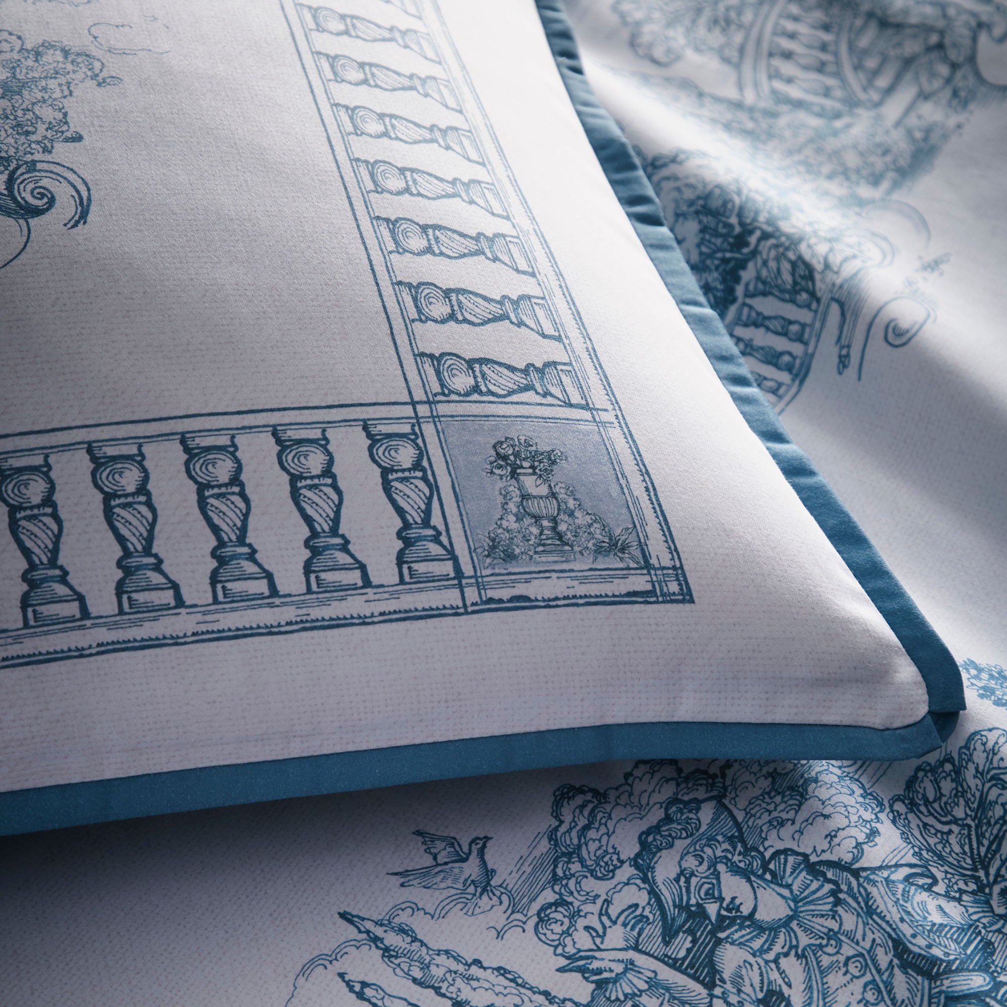 Tuscan Toile Duvet Cover Set in Blue - Duvet Cover Set - Laurence Llewelyn-Bowen