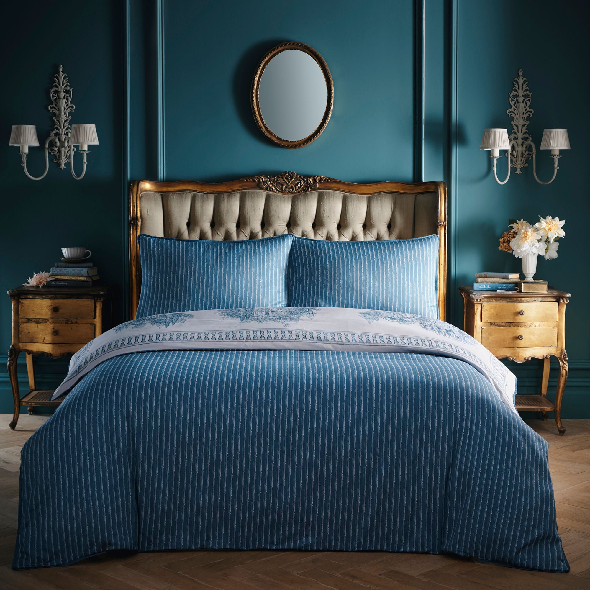 Tuscan Toile Duvet Cover Set in Blue - Duvet Cover Set - Laurence Llewelyn-Bowen