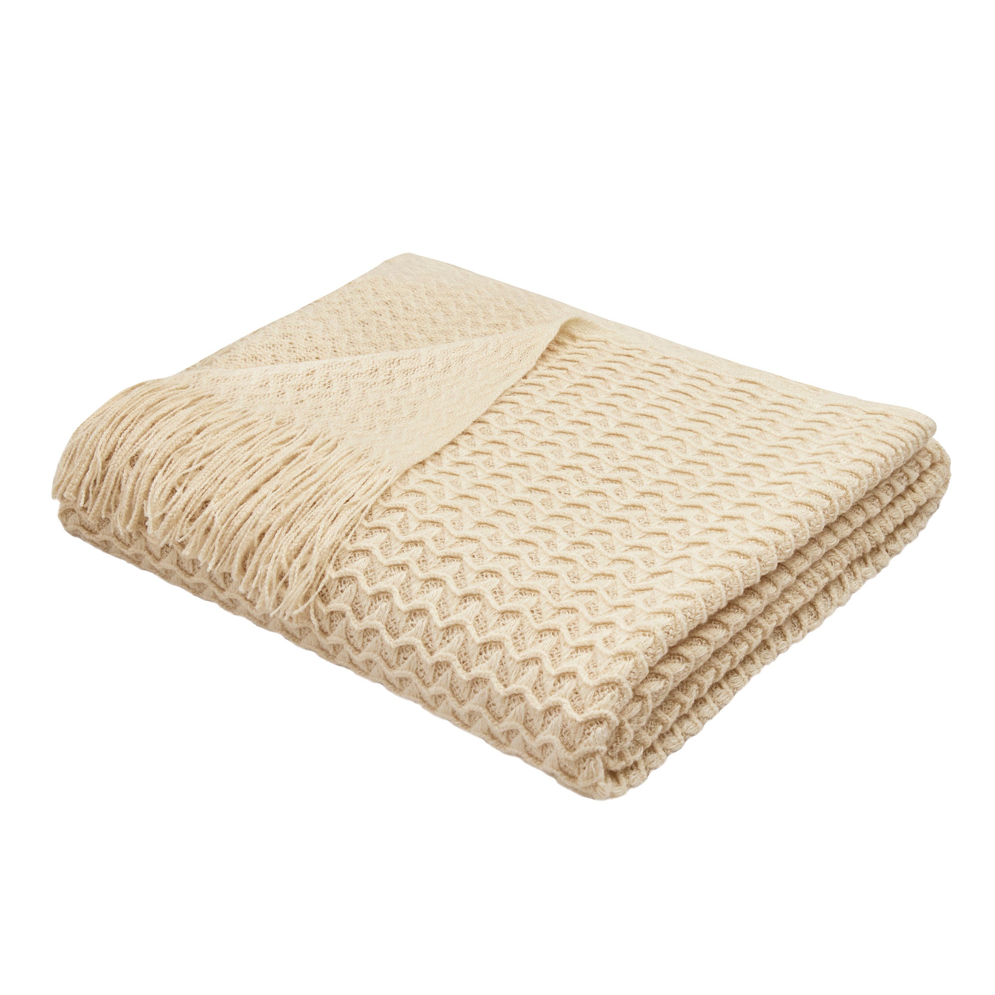Textured Knit Throw in Natural 130 x 180cm