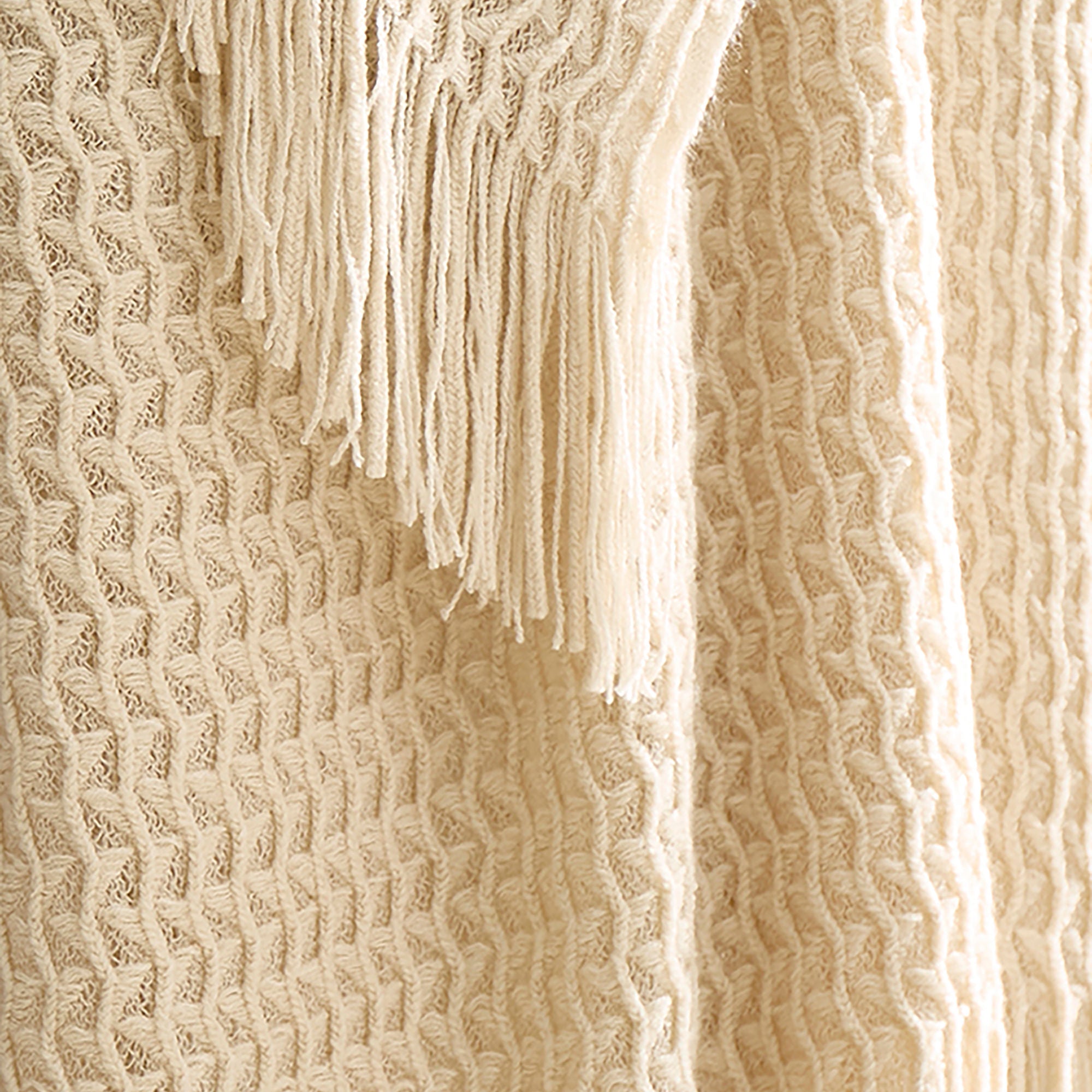 Textured Knit Throw in Natural 130 x 180cm