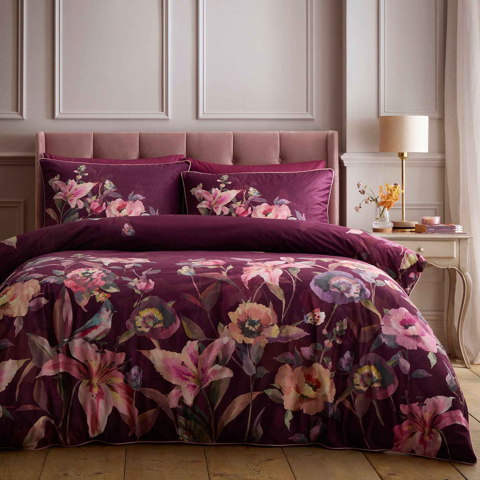 Tatiana Duvet Cover Set in Berry - Duvet Cover Set - Soiree