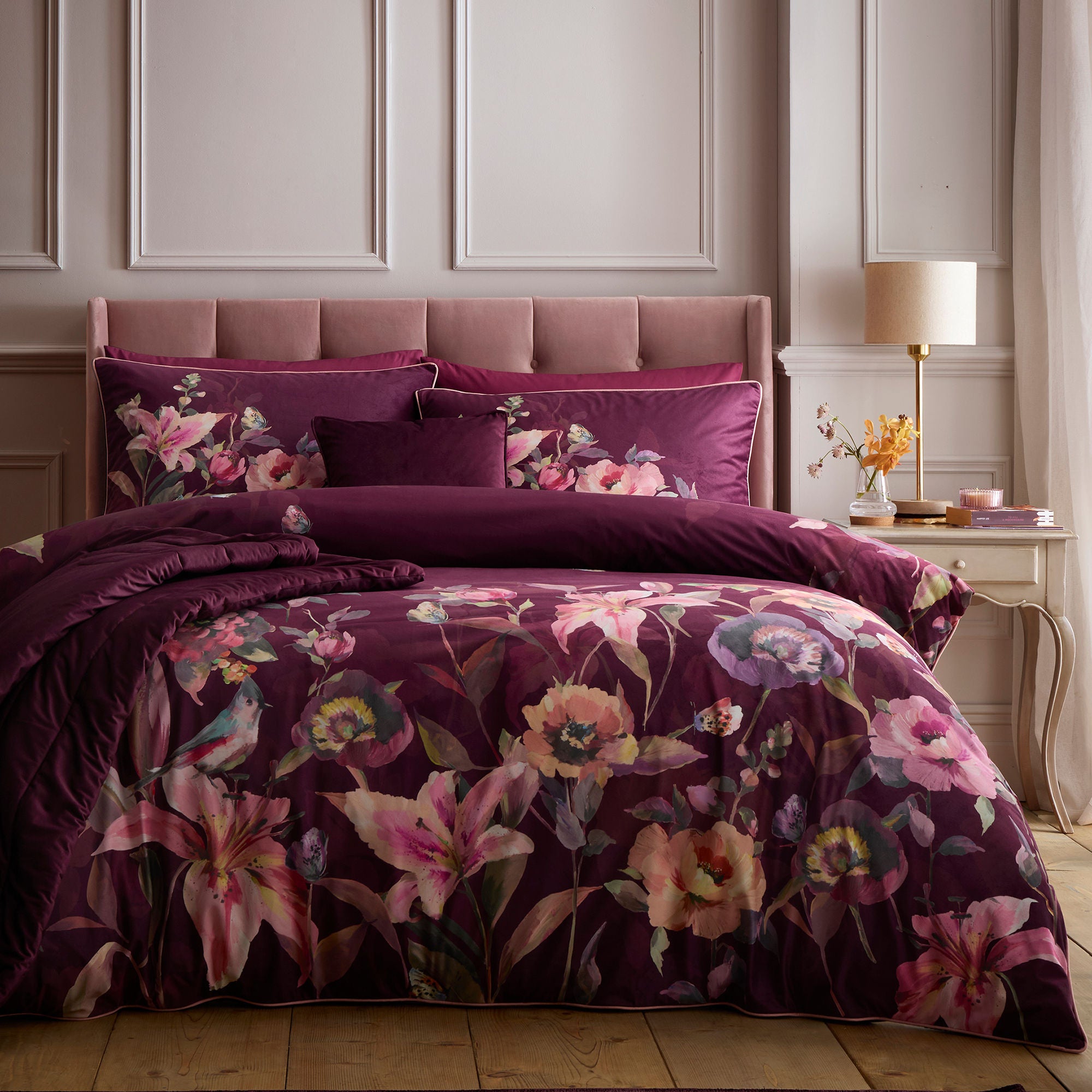 Tatiana Duvet Cover Set in Berry - Duvet Cover Set - Soiree
